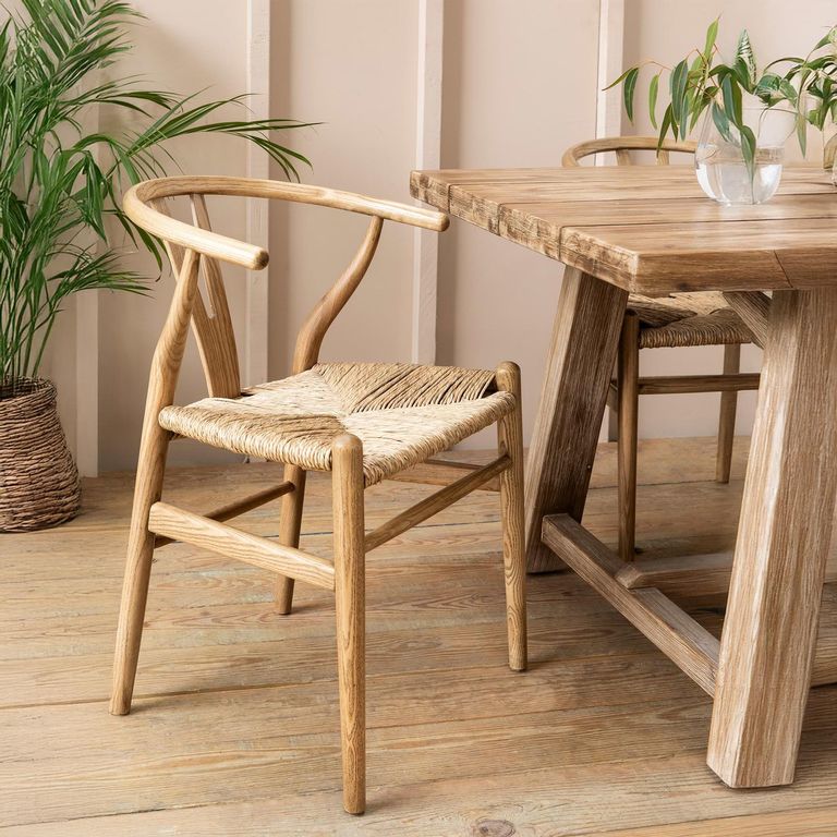 Chilthorne Wishbone Dining Chair Set of 2 Lime Wash