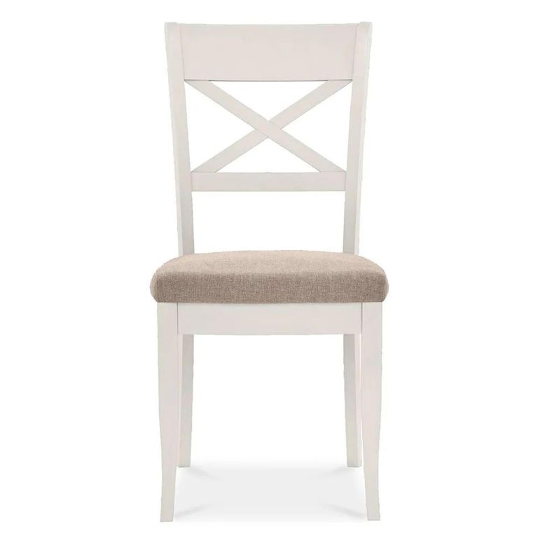Clearance - 2 x Bentley Designs Montreux Soft Grey X Back Dining Chair - Pebble Grey Fabric - A297
