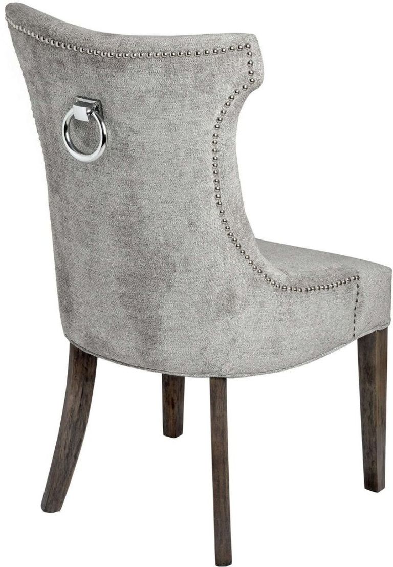 Clearance - 2 x Hill Interiors Silver High Wing Dining Chair with Ring Pull - FS155