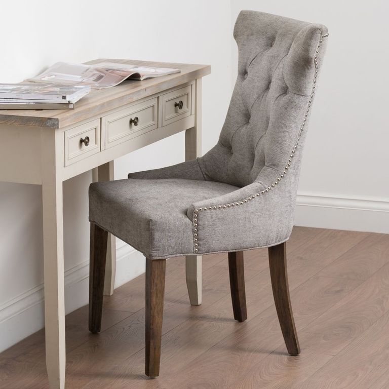 Clearance - 2 x Hill Interiors Silver High Wing Dining Chair with Ring Pull - FS155