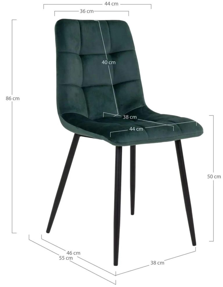 Clearance - 2 x Timmonsville Dark Green Velvet Fabric Dining Chair with Black Metal Legs - FSS15846