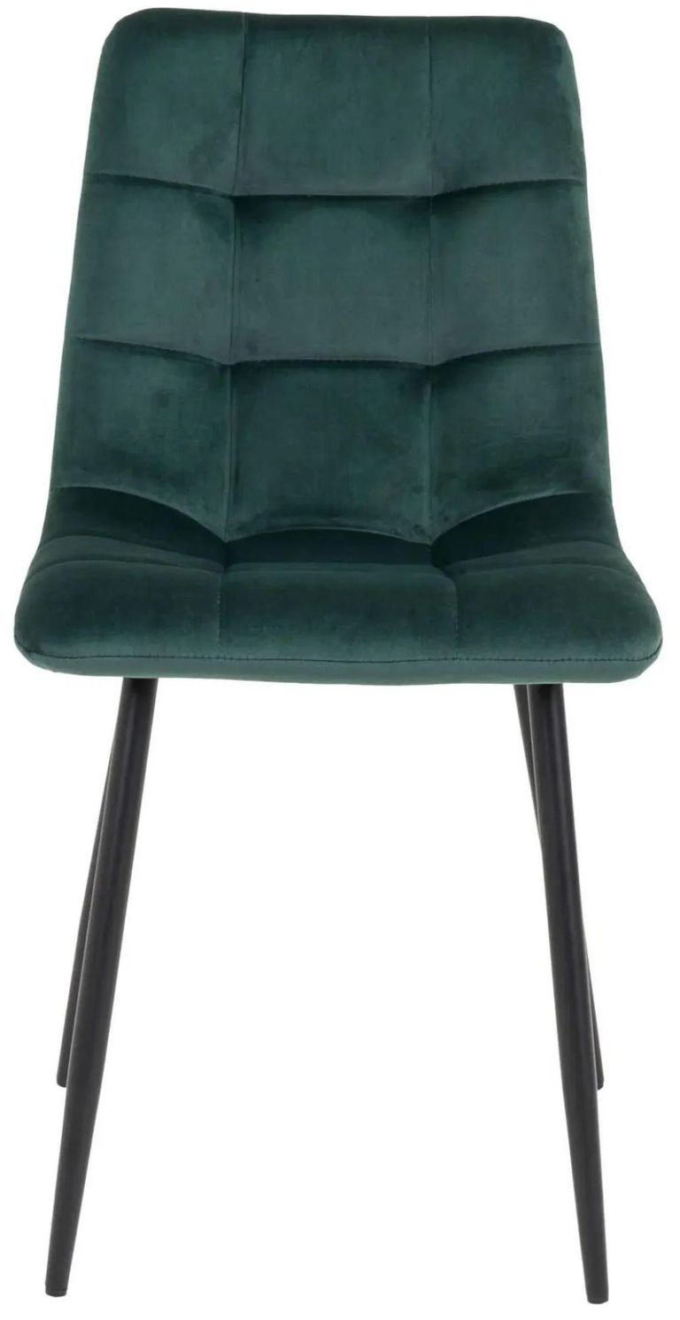 Clearance - 2 x Timmonsville Dark Green Velvet Fabric Dining Chair with Black Metal Legs - FSS15846