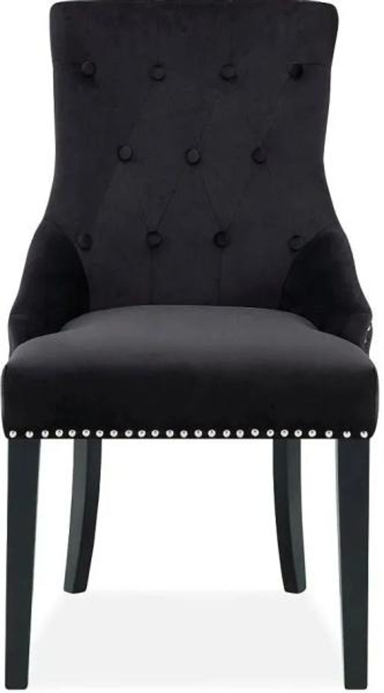 Clearance - 4 x Lion Knockerback Back Black Velvet Fabric Dining Chair - FS270/71