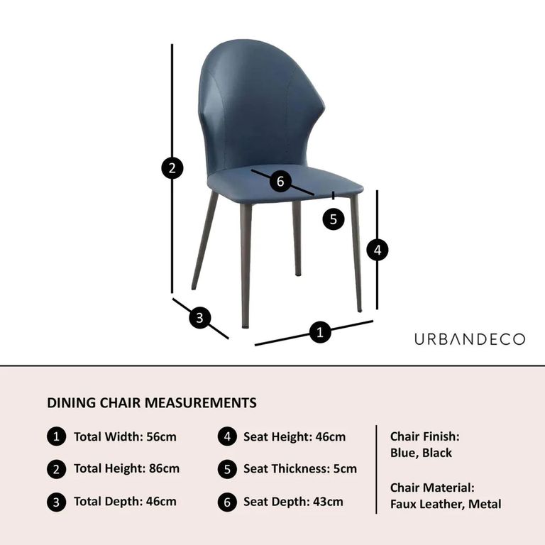 Clearance - Elaine Blue Leather Dining Chair