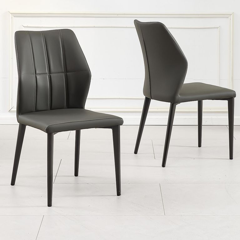 Clearance - Harrow Dark Grey Leather Dining Chair