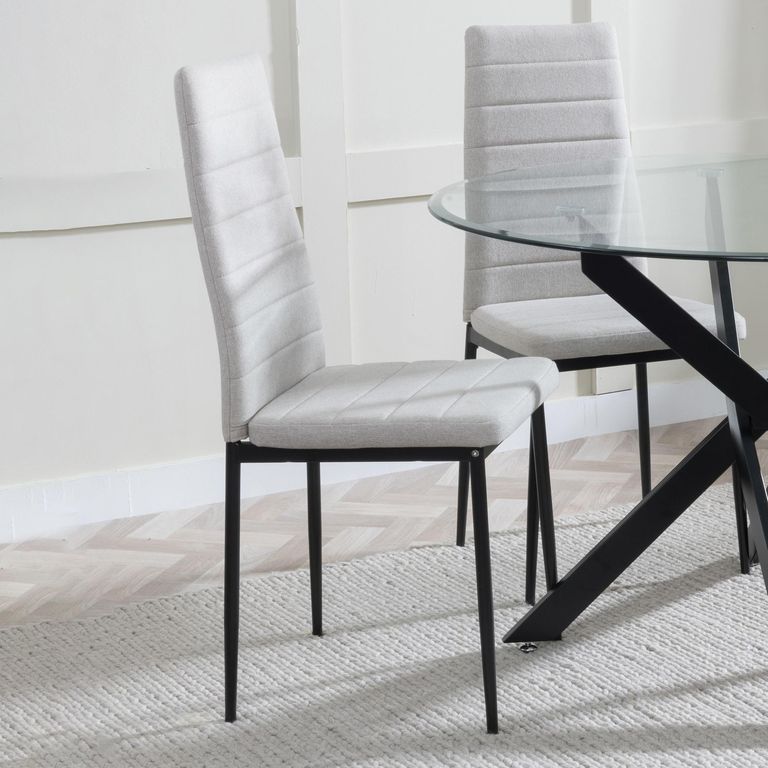 Clearance - Lido Dining Chair in Sand Colour Fabric with Black Legs