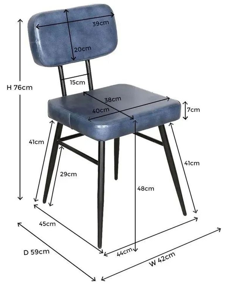 Clearance - Louise Blue Leather Dining Chair - Brand New Item