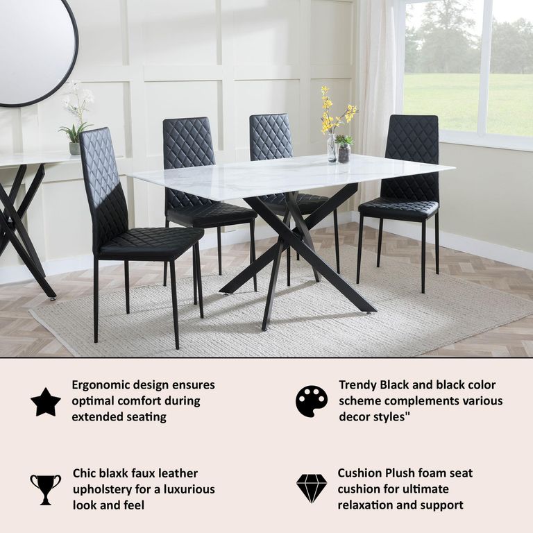 Clearance - Metro Dining Chairs in Black Colour Leather and Chrome Metal Legs