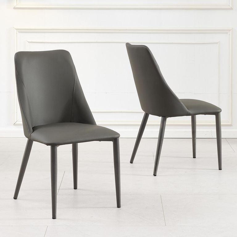 Clearance - Rosie Dark Grey Leather Dining Chair