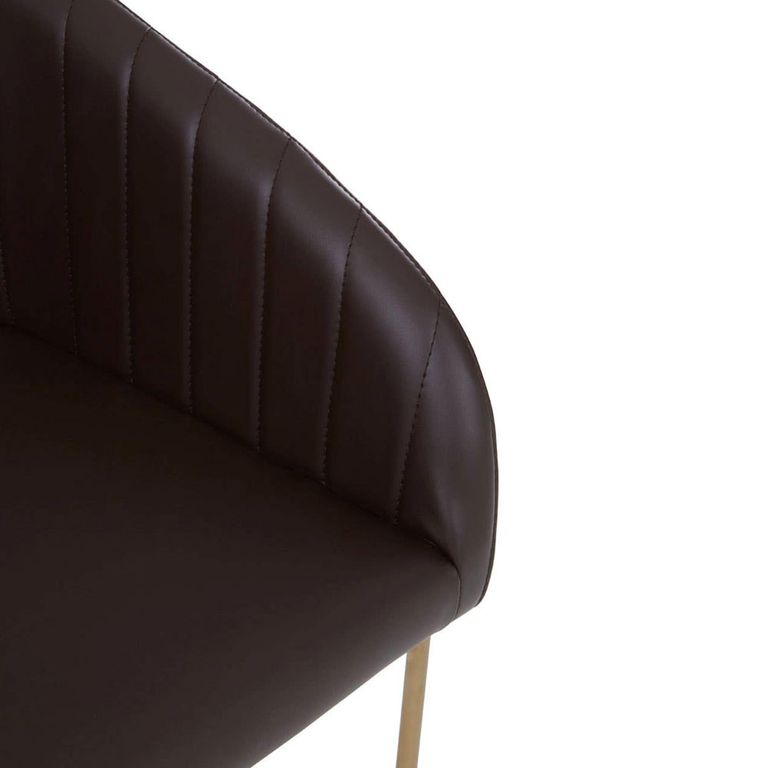 Delta Dining Chair - Brown Faux Leather with Gold Legs