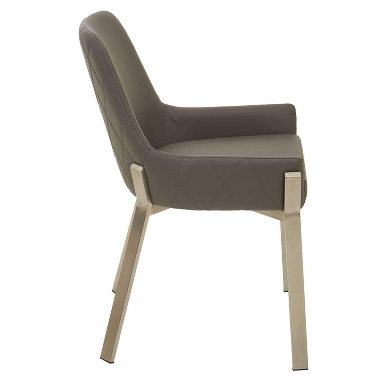 Gilden Dining Armchair - Grey Fabric with Metal Legs