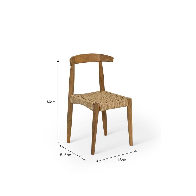 Hawthorne Outdoor Dining Chair Set of 2 Natural Teak Wood