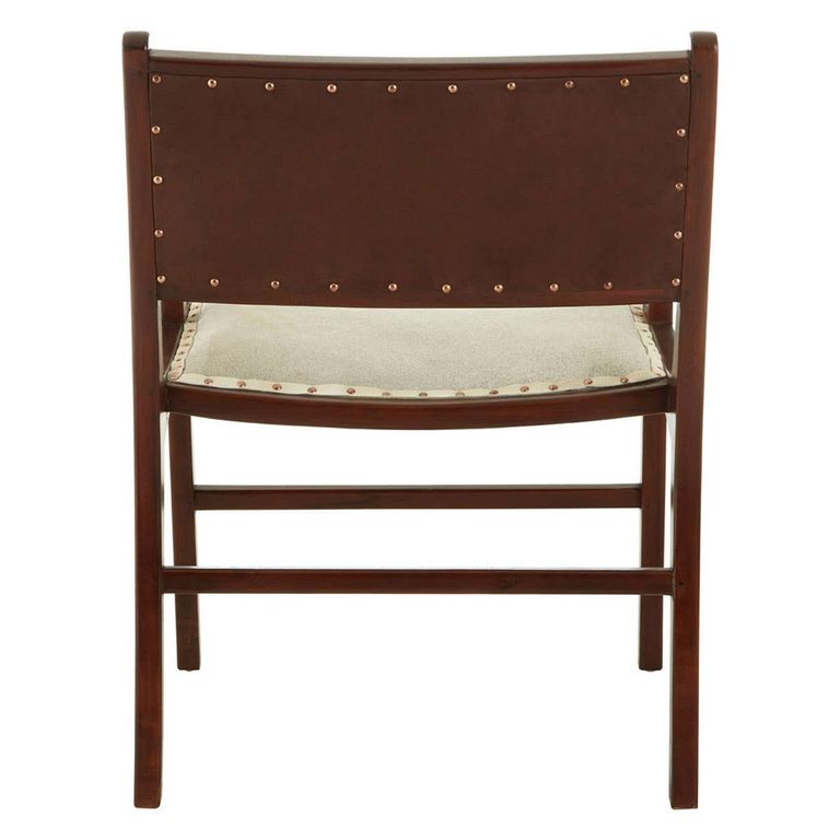 Kendari Dining Armchair - Beige Leather with Teak Wood