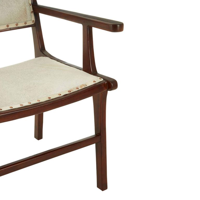 Kendari Dining Armchair - Beige Leather with Teak Wood