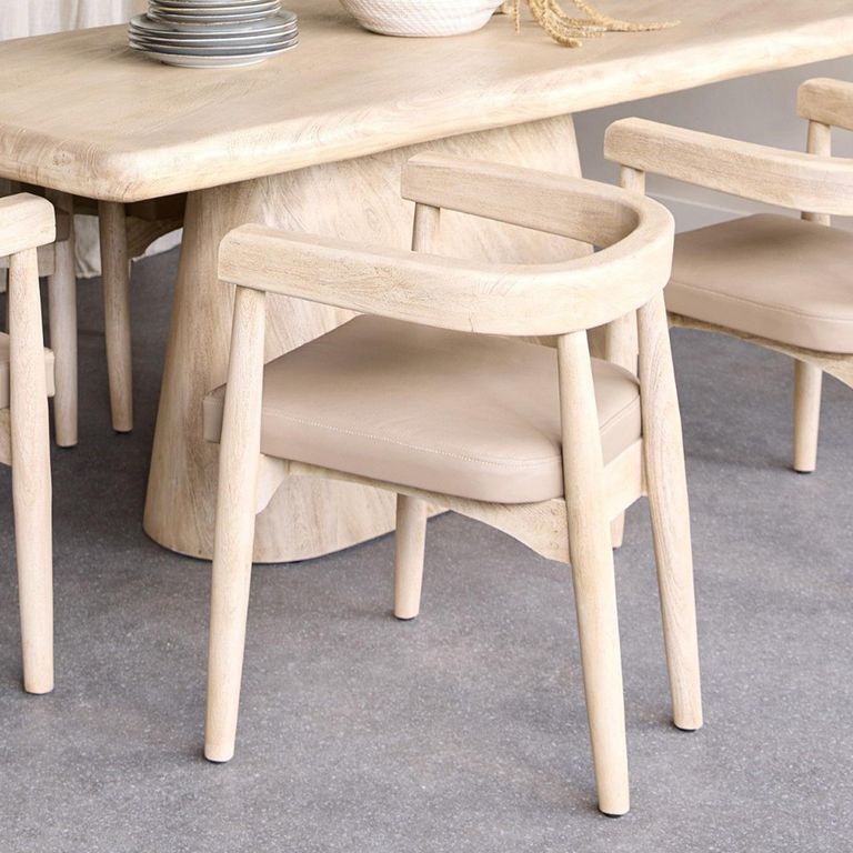 Arena Dining Chair - Natural Acacia Wood - Curved