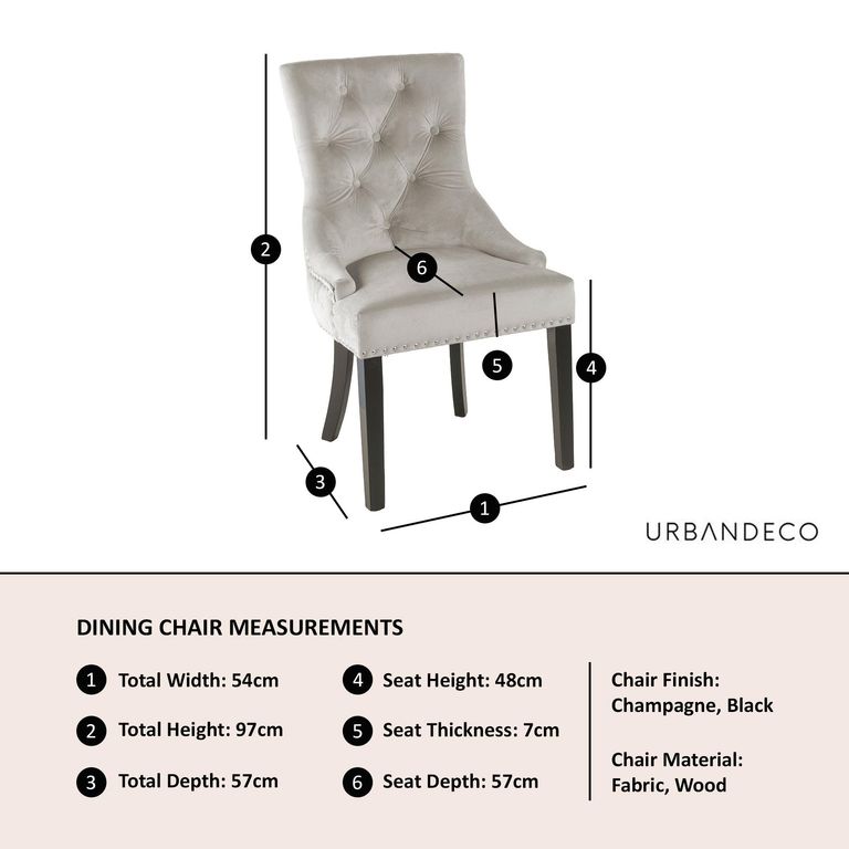 Lion Knocker Back Champagne Velvet Fabric Dining Chair with Black Wooden Legs