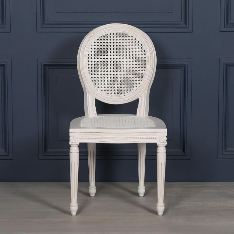 Lomira French Style Oval Back Dining Chair - White Rattan