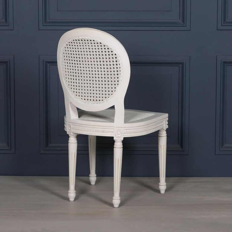 Lomira French Style Oval Back Dining Chair - White Rattan