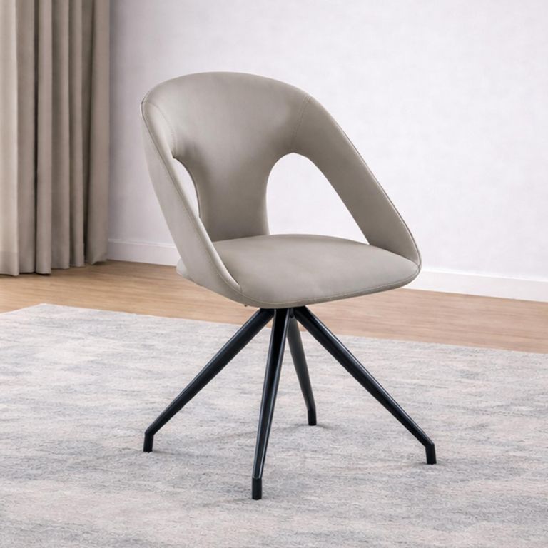 Clearance - Marlow Dark Grey Faux Leather Swivel Dining Chair with Black Legs