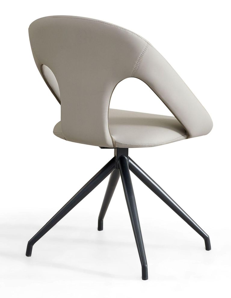 Clearance - Marlow Dark Grey Faux Leather Swivel Dining Chair with Black Legs