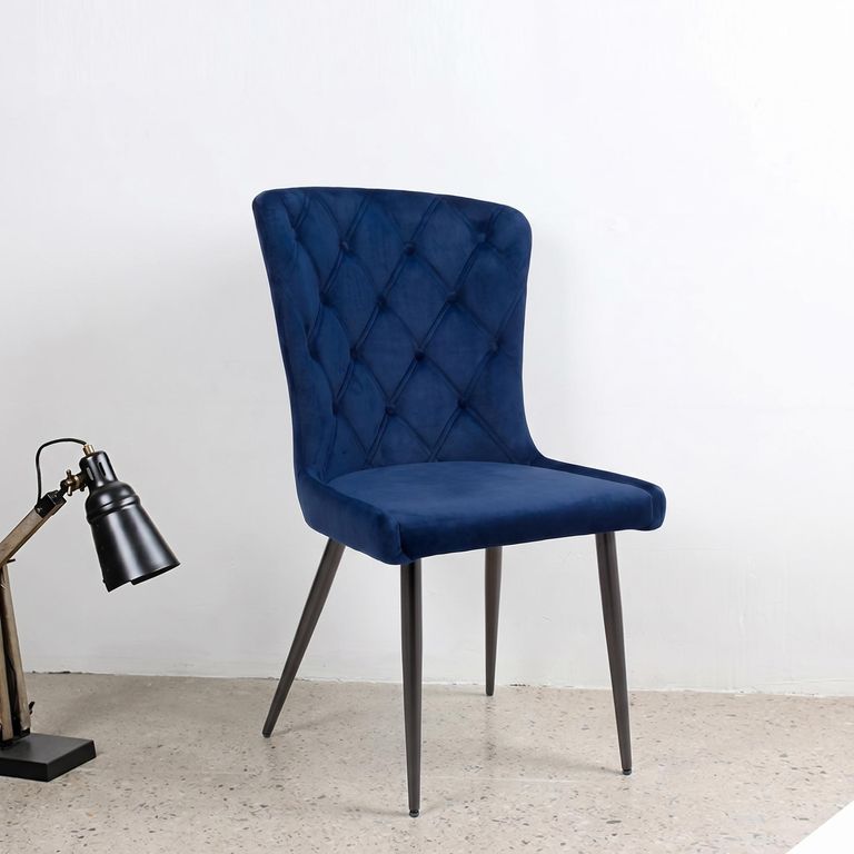 Merlin Dining Chair - Set of 2 - Navy Blue Fabric