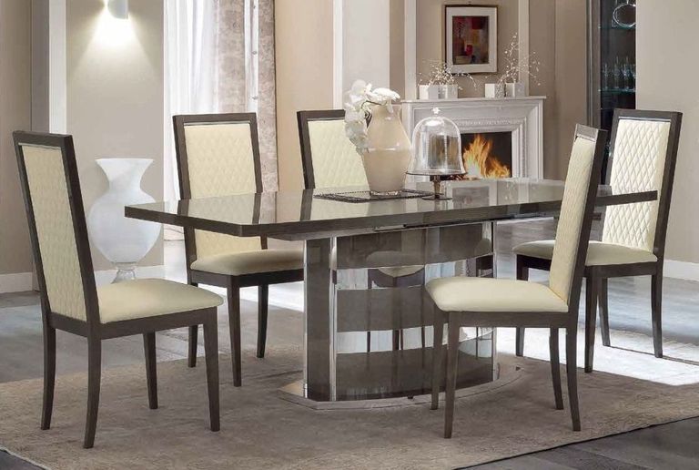 Platinum Dining Chair - Leather Upholstered - Ivory