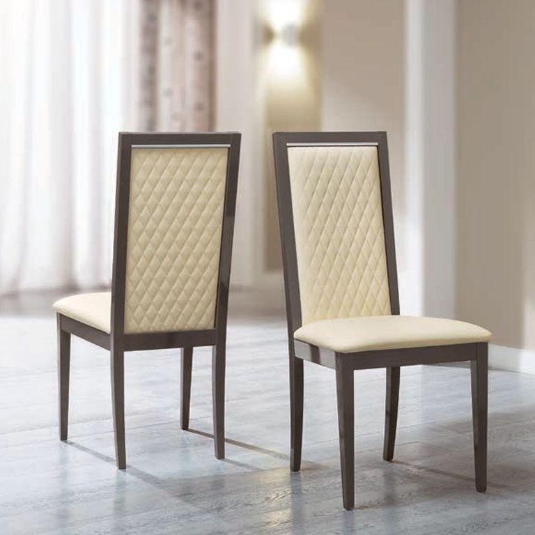 Platinum Dining Chair - Leather Upholstered - Ivory