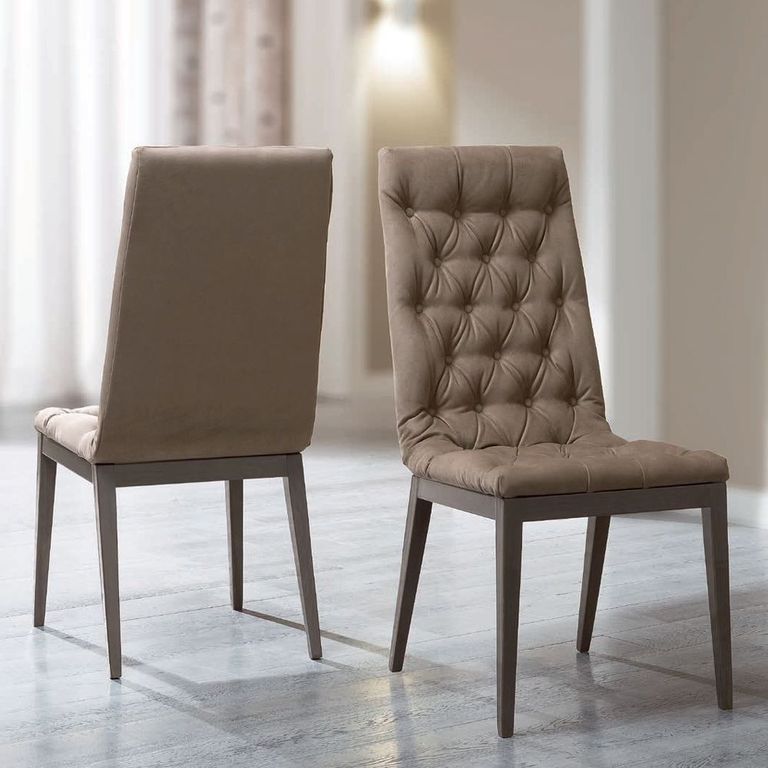 Platinum Dining Chair - Silver - Nabuk Upholstered - Capitonne