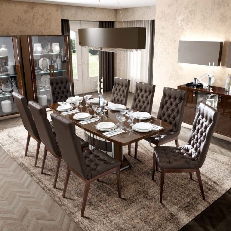 Roma Dining Chair - Leather Upholstered - Capitonne - Walnut