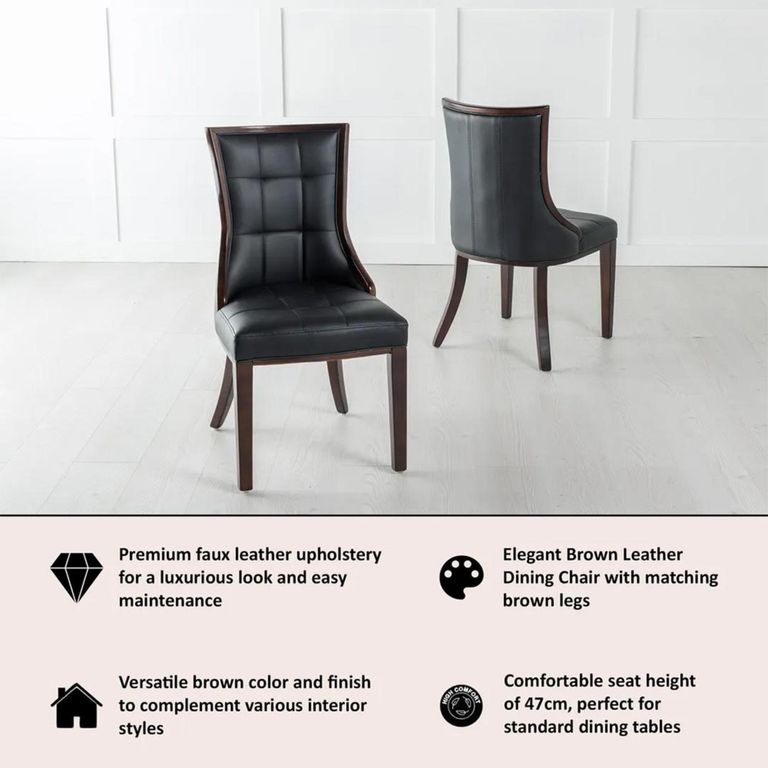 Paris Brown Leather Dining Chair with Brown Legs