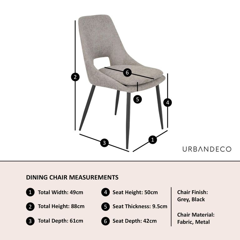 Peyton Grey Fabric Dining Chair with Black Legs