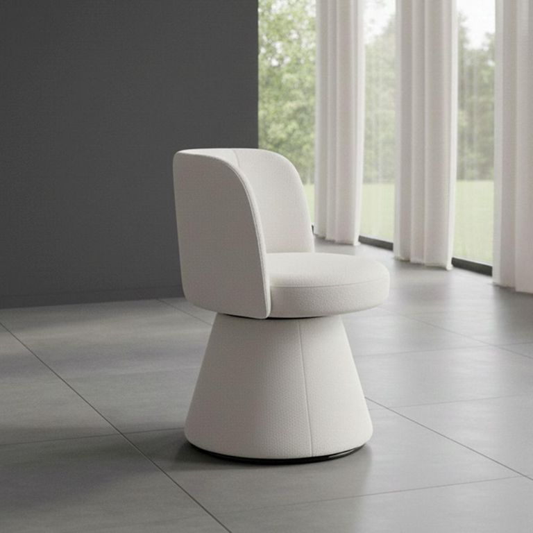 Pimlico White Fabric Swivel Tub Dining Chair