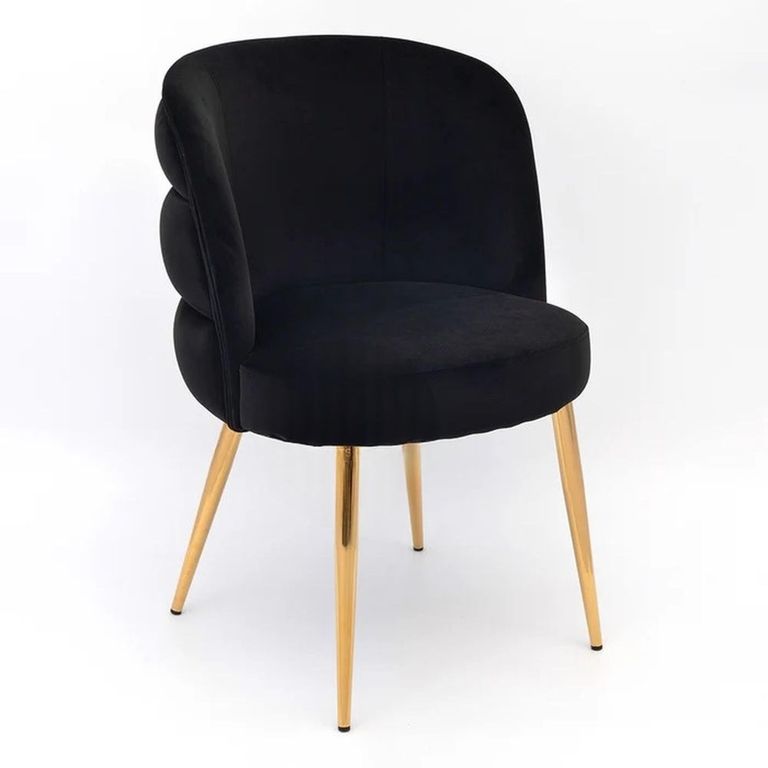 Sloane Black Velvet Fabric Dining Chair with Gold Legs