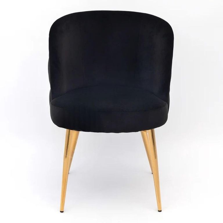 Sloane Black Velvet Fabric Dining Chair with Gold Legs