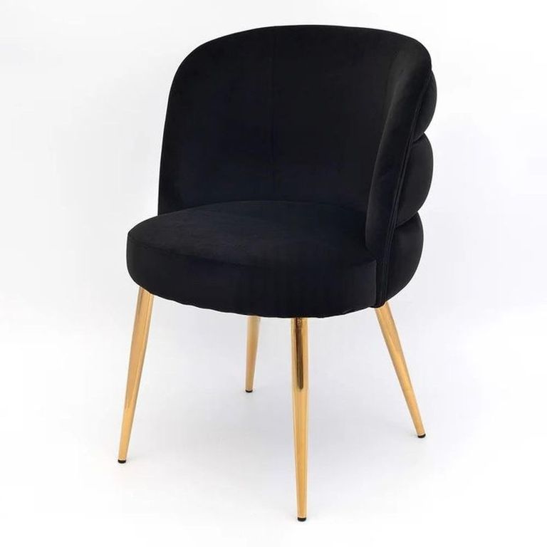 Sloane Black Velvet Fabric Dining Chair with Gold Legs
