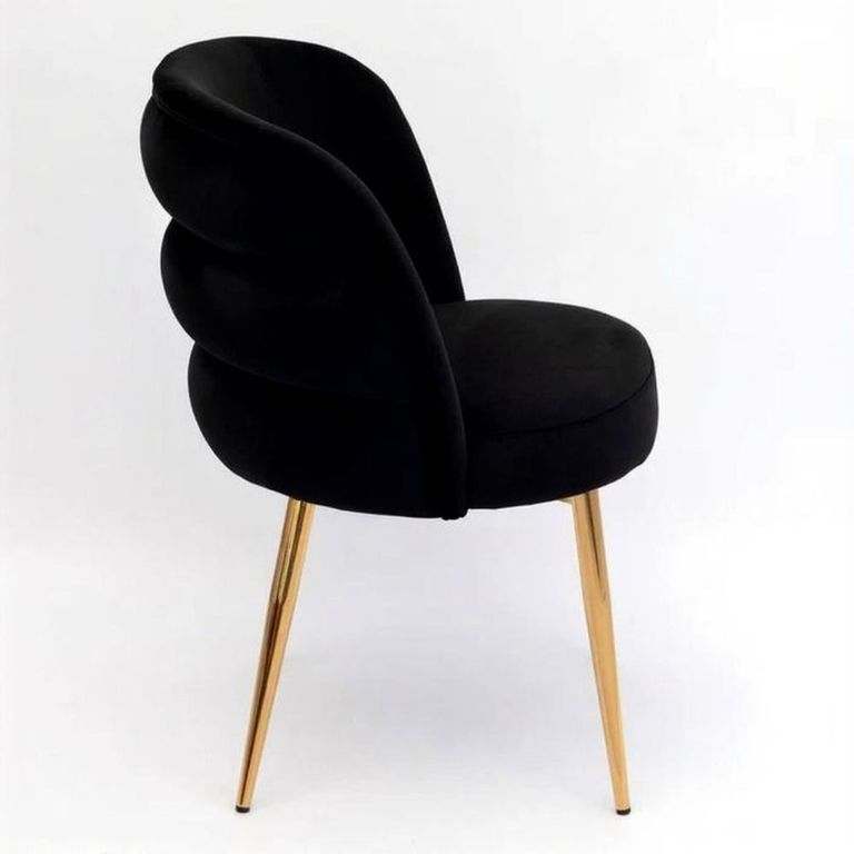 Sloane Black Velvet Fabric Dining Chair with Gold Legs