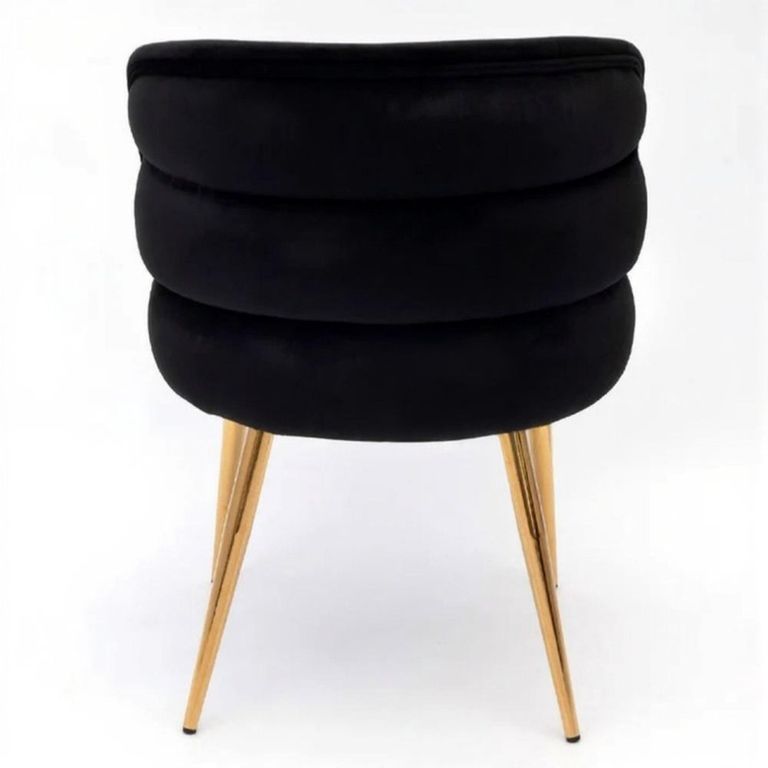 Sloane Black Velvet Fabric Dining Chair with Gold Legs