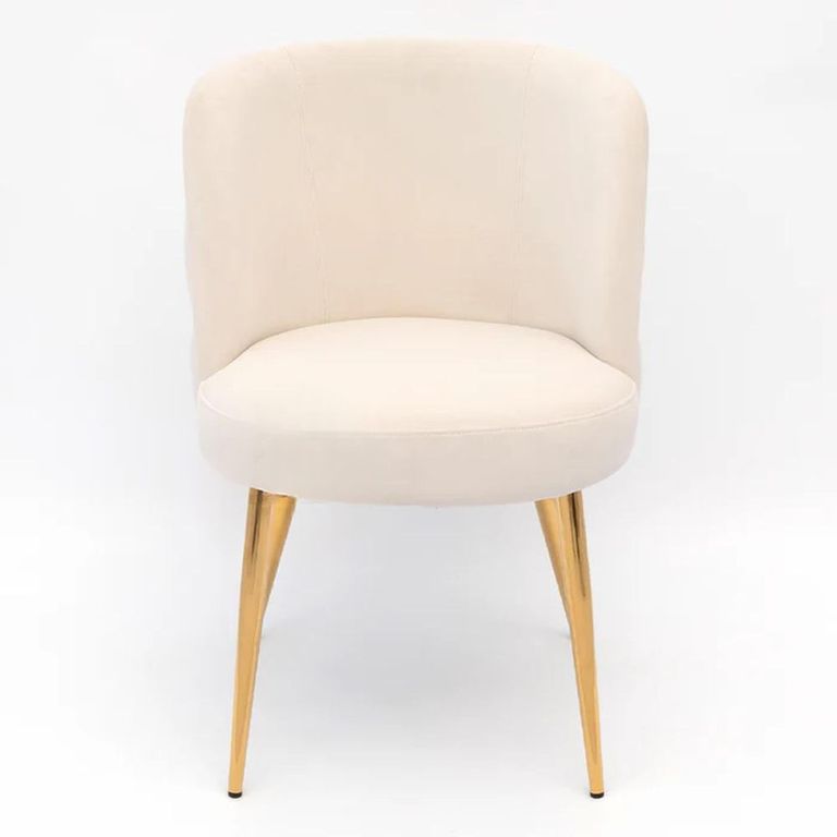 Sloane White Velvet Fabric Dining Chair with Gold Legs