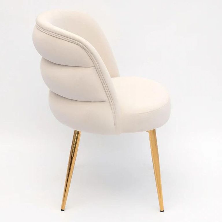 Sloane White Velvet Fabric Dining Chair with Gold Legs