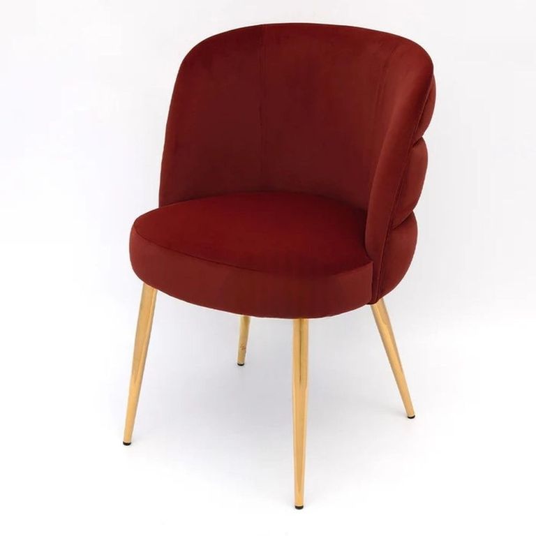 Sloane Wine Red Velvet Fabric Dining Chair with Gold Legs