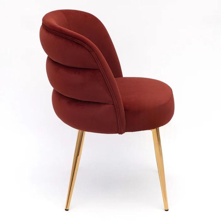 Sloane Wine Red Velvet Fabric Dining Chair with Gold Legs