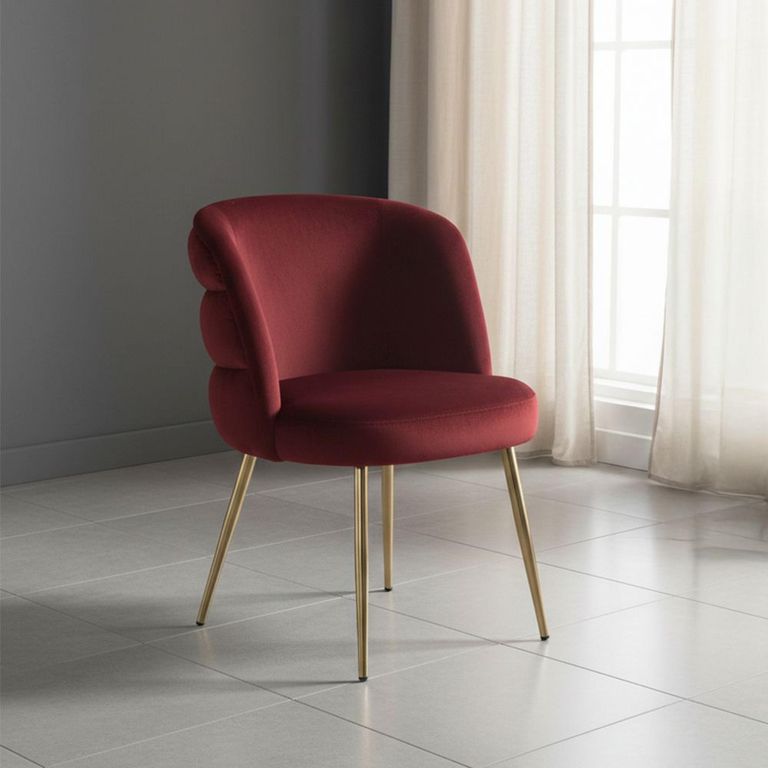 Sloane Wine Red Velvet Fabric Dining Chair with Gold Legs