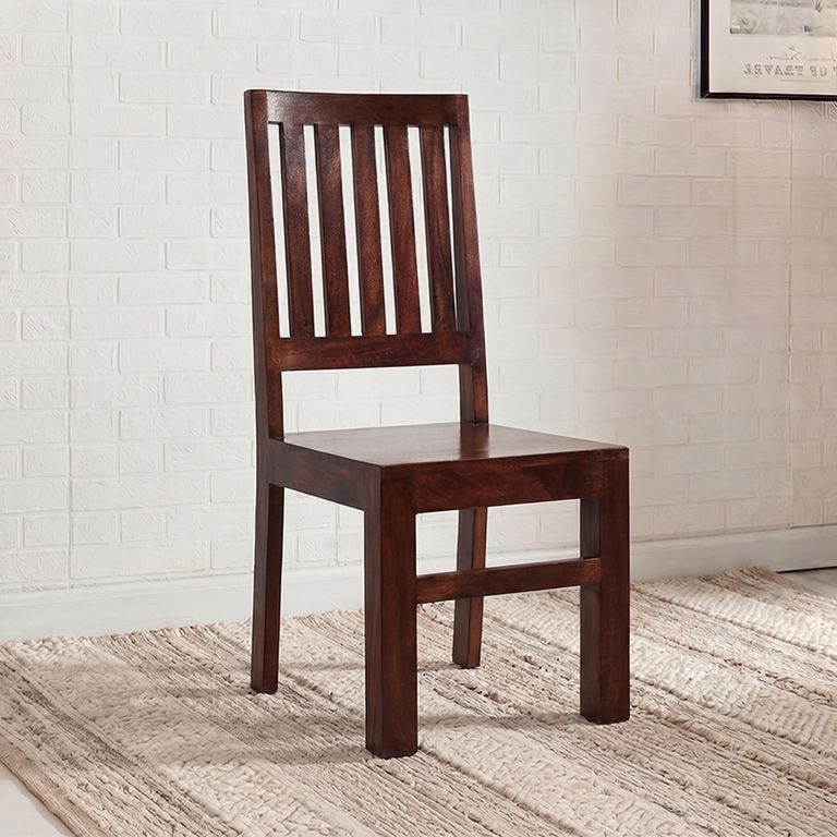 Dakota Dining Chairs - Set of 2 - Slatted Back - Dark Mango Wood