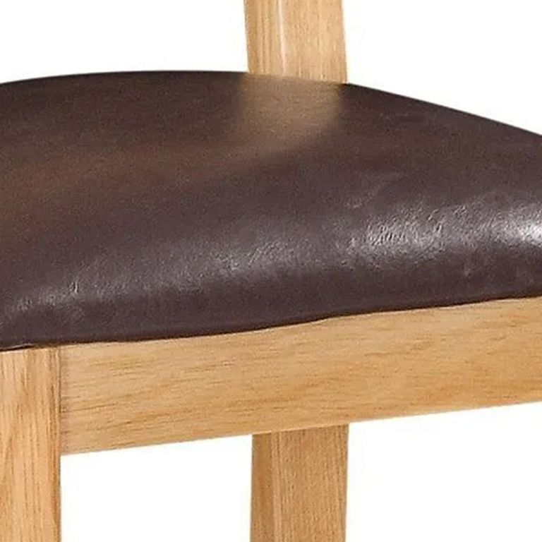 Appleby Round Drop Leaf Dining Set - 4 Seater - 30cm-90cm - Oak - with 4 Ladder Back Chairs - Black Faux Leather Seat Pad