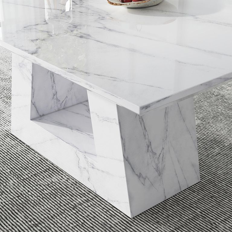 Milan White Marble Dining Set - Mimi Grey Leather Dining Chair
