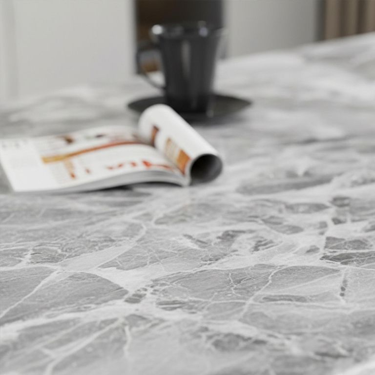 Milan Grey Marble Dining Set - Carmela Grey Leather Dining Chair