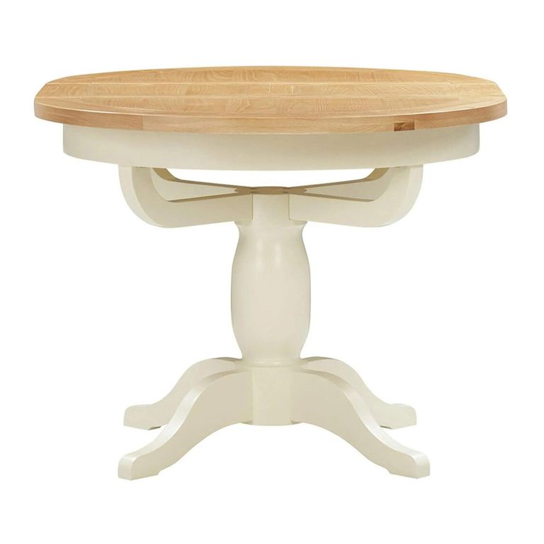 Lundy Round Extending Dining Set - 2-4 Seater - 100cm-135cm - Ivory Painted - 4 Graphite Fabric Dining Chair