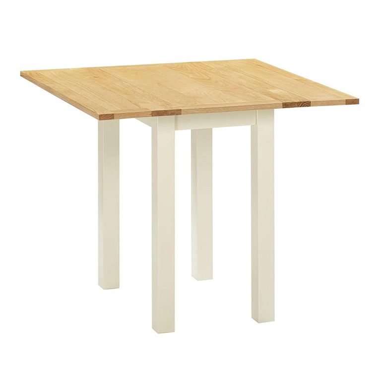 Lundy Square Drop Leaf Dining Set - 2-4 Seater - 30cm-90cm - Ivory Painted - 4 Graphite Fabric Dining Chair