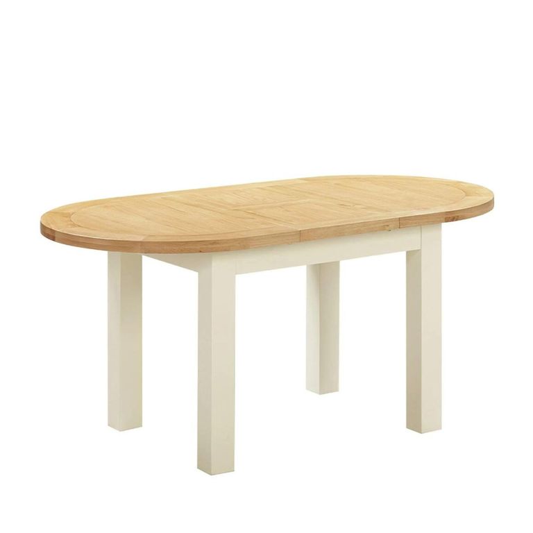 Lundy Oval Extending Dining Set - 4-6 Seater - 130cm-170cm - Ivory Painted - 4 Graphite Fabric Dining Chair