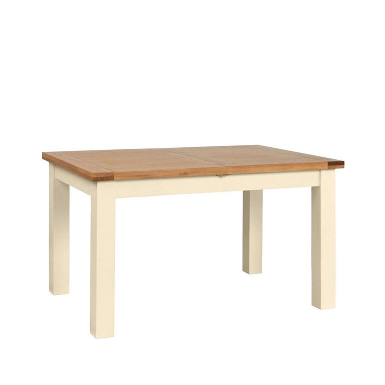 Lundy Extending Dining Set - 4-8 Seater - 132cm-198cm - Ivory Painted - 4 Graphite Fabric Dining Chair